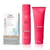 Invigo Brilliance Color Protection Shampoo & Conditioner, For Fine Hair + Hair Toner, Neutralize Brass, T27 Medium Beige Blonde