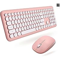 X9 Pink Keyboard and Mouse Combo - 2.4G Wireless - Transform Your Space with a Cute Colorful Wireless Keyboard and Mouse Set (110 Keys and 18 Shortcuts) - for PC and Chrome - Pink | White