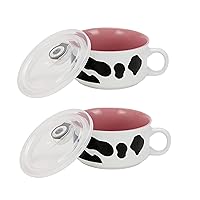 Boston Warehouse Souper Mug Food Storage Container, 2 Count (Pack of 1), Cow - Set of 2