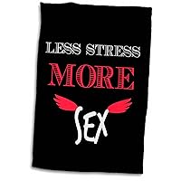 3D Rose Less Stress More Sex Hand Towel, 15