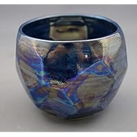 Okugawa Pottery 389566 Rock Glass, Diameter 3.2 x 2.9 inches (81 x 73 mm), Okugawa Pottery Crystal, Chamfering Lock Cup, Blue (Tom)