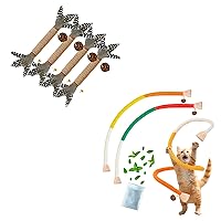 Cat Toys, 4 Pack Silvervine Cat Feather Toy Kitten Chew Stick Catnip Treat with Bell + 2Pcs Extended Catnip Toys for Indoor Kitten Cat Silvervine Chew Molar Scratch Interactive Cat Cotton Rope