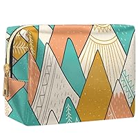 Mountains Makeup Bag Travel Cosmetic Organizer Cute Waterproof Portable Toiletry Bag Zipper Pouch Bags PU Leather Makeup Pouch for Women Girl