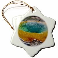 3dRose LLC orn_17291_1 Morning Glory Pool Yellowstone National Park Snowflake Porcelain Hanging Ornament, 3-Inch
