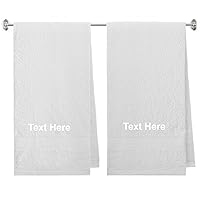 Personalized Named, Initial Cotton Towel for Bath - Free Embroidery Available - White
