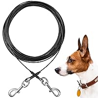 Tie Out Cable for Dogs, 20/30/50/100FT Dog Leads for Yard Chew Proof, Heavy Duty Dog Tie Out Cable for Large Dogs Up to 250lbs, Durable Dog Runner Tether Line for Outdoor, Yard and Camping… Black
