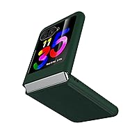 Case for Motorola Razr Plus 2023 (Razr+ 2023) with Cover Screen Protector, Genuine Leather Phone Case for Moto Razr+ 2023 - Green