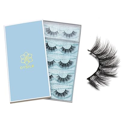 DYSILK Lashes False Eyelashes - Eye Lashes Mink Lashes 5 Pairs 6D Lashes Pack Fluffy Lashes Fake Eye Lashes Natural Look Wispy Eyelashes Strip Lash Faux False Eyelashes Extensions Kit | 001-15mm