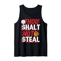 Thou Shalt Not Steal Baseball Catcher Player Funny Tank Top