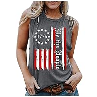 We The People 1776 American Flag Tank Tops for Women Vintage 4th of July Sleeveless Shirt Independence Day Tee Tops