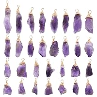 SUPERFINDINGS Natural Stone Pendants with Golden Tone Brass Loops Purple Gemstone for DIY Necklace Jewelry Making,Hole:1.5mm