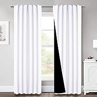 Full Shading Curtains, Super Heavy-duty Black Lined Blackout Drapes with Rod Pocket & Back Tab for Bedroom, Privacy Assured Window Treatment (Pure White, Pack of 2, 52 inches W x 95 inches L)