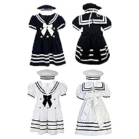 Baby Girl Toddler Sailor Nautical Party Occasion White Navy Dress Outfit Sm-4T