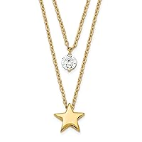 14K Yellow Gold Tiered Star and CZ Necklace