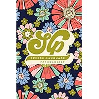 SLP Speech-Language Pathologist: A Lined Retro Speech Therapist Gift | Notebook And Journal | Navy Floral | Vintage Flowers | Pink Green