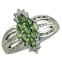 Carillon Stunning Chrome Diopside Marquise Shape 2X4MM Natural Earth Mined Gemstone 925 Sterling Silver Ring Wedding Jewelry for Women & Men