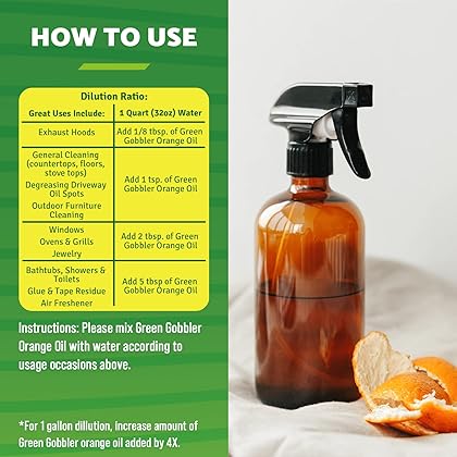Green Gobbler All-Natural, Cold Pressed Concentrated Orange Oil for Home and Outdoor Multi-Purpose Cleaning- Hundreds of Uses, 32 oz