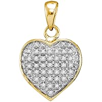 10K Yellow Gold Diamond Lovely Heart Necklace Pendant 1/10 Ctw.