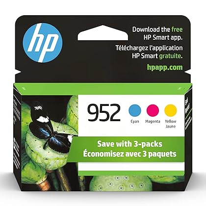 HP 952 Cyan, Magenta, Yellow Ink Cartridges (3-pack) | Works with HP OfficeJet 8702, HP OfficeJet Pro 7720, 7740, 8210, 8710, 8720, 8730, 8740 Series | Eligible for Instant Ink | N9K27AN