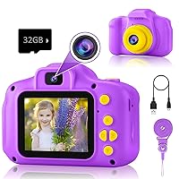 PROGRACE K1 Kids Digital Camera, Purple with 32GB Card, Unisex