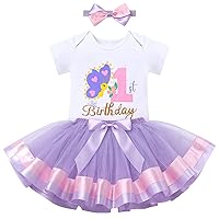 IBTOM CASTLE Baby Girl 1st Birthday Cake Smash Floral Butterfly Outfit Sequin Princess Romper+Tutu Skirt+Headband Photo Shoot
