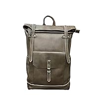 Vintage Genuine Leather Backpack Large Laptop Bookbag Men's Rucksack Knapsack Hiking Bag Weekend Travel Daypack (A02-green)