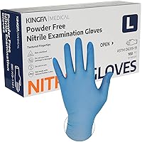 Nitrile Exam Glove, 3.5 mil Blue Disposable Medical Gloves Powder-Free Latex-Free, Large Size Blue Box of 100