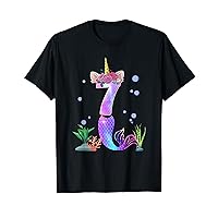 7 Year Old Unicorn Mermaid 7th Birthday Theme Tail Girl T-Shirt