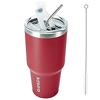 BJPKPK 30 oz Tumbler with Lid and Straw, Stainless Steel Insulated Travel Coffee Mug Reusable Thermal Cup,Red