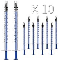 10 Pack 1cc Syringes with Caps, 1ml Plastic Syringe Individually Sealed Without Needle for Liquid, Dog Cat Syringe, Glue Applicator, Colostrum Collection (1ML 10 Pack)