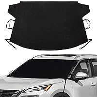 Windshield Cover for Ice and Snow - Snow Cover for Car, Truck and SUV Made of All-Weather 600D Polyester with 6 Anchor Points Ends Ice Scraping and Protects Window Glass from Scratches (79” x 45”)