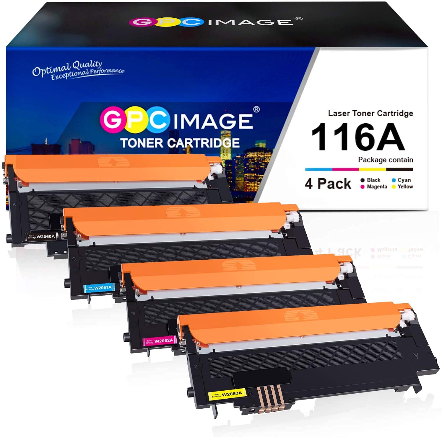 GPC Image Compatible Toner Cartridge Replacement for HP 116A W2060A W2061A W2062A W2063A to use with MFP 179fnw MFP 178nw Printer Tray (Black, Cyan...