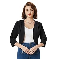 Belle Poque Women 3/4 Sleeve Cropped Cardigan Lightweight Open Front Summer Shrug for Dresses