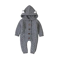 Take Home Outfit for Baby Girl Infant Baby Boys Girls Winter Solid Two-Piece Sweater Suit Keep Warm (Grey, 6-9 Months)