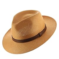 Malta Sienna Straw Panama Hat with Leather Hatband