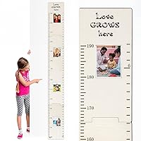 Wooden Growth Chart Measuring Height Chart for Kids Height Ruler Milestone Markers with Picture Frames for Kids Bedroom, Playroom, Nursery Decor, Child's Room Wall Decoration