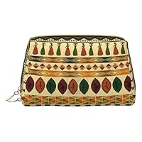 Bohemia Style Traditional African Pattern Print Cosmetic Bags,Leather Makeup Bag Small For Purse,Cosmetic Pouch,Toiletry Clutch For Women Travel