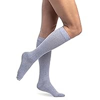 Sigvaris Women's Style Linen Compression Socks 20-30mmHg - Hypoallergenic, Lightweight, Breathable & Sustainable - Ideal for Sensitive Skin, Fatigued Legs & DVT Prevention - Denim - Large Short
