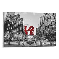 Ofjkls Philadelphia Love Park, Black And White Vintage Photo Wall Art Posters Wall Art Paintings Canvas Wall Decor Home Decor Living Room Decor Aesthetic Prints 16x24inch(40x60cm) Frame-style