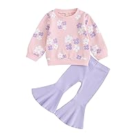 Kupretty Baby Girl Fall Winter Clothes Pumpkin Patch Crewneck Sweatshirts Flare Pants Set Toddler Halloween Outfits