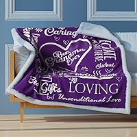 Grandma Blanket - Grandma Gift for Birthday, Mother's Day, Christmas, etc. - Sherpa Throw Blanket Gift for Grandma (Purple)