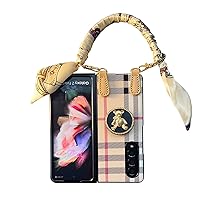 for Z Fold 4 Case with Strap Anti-Fall Shockproof Protective Women Girly Cute Elegant Cover Compatible with Samsung Galaxy Z Fold 4 Case 2022