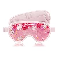 ZNÖCUETÖD Ice Eye Mask Gel Cooling Eye Mask Reusable Cold Eye Mask for Puffy Eyes, Eye Ice Pack Eye Mask with Soft Plush Backing for Dark Circles, Migraine, Stress Relief (1PCS,Pink)