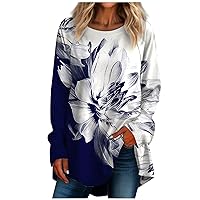 Plus Size Spring and Summer Women's Loose Round Neck Solid Color Simple Style Long Sleeve T-Shirt Top Womens Shirts