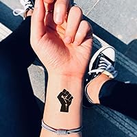 Black Lives Matter Power Fist Temporary Tattoo Sticker (Set of 2) - OhMyTat