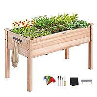 VEVOR Raised Garden Bed 48x24x30in with Sturdy Legs, High End Natural Fir Wood Planter Box Elevated Planting Stand for Backyard/Garden/Patio/Balcony w/Non -Woven Liner & 1 Set of Tool, 220lb Capacity