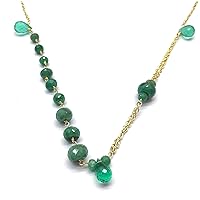Natural Emerald & Green Onyx Necklace, Danity Stacking Necklace,Emerald & Green Onyx Bar Necklace, 24k Gold plated Bar Necklace Delicate Chain Necklace. code-NK181