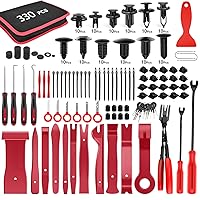 GOOACC 330Pcs Trim Removal Tool, Auto Push Pin Bumper Retainer Clip Set Fastener Terminal Remover Tool Adhesive Cable Clips Pry Kit Car Panel Radio Removal Auto Clip Pliers, Red