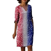 Women's Dresses Summer Short Sleeve Printed V-Neck Dress for 2024, S-3XL