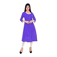 Women's Long Dress Wedding Wear Casual Tunic Purple Color Cotton Kurti Plus Size